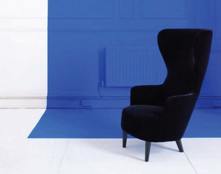 The Wingback Chair's frame is made from solid birch and the upholstery is stuffed with layers of natural cotton and boar bristle. It is available in many beautiful fabrics.
