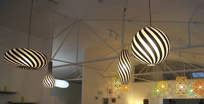 The Bounce Collection explores the silhouettes created with light & shadow. These playful black & white designs are intended for interiors that do not work well with natural wooden shades.