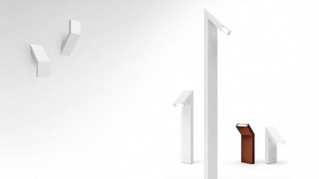 The Artemide Chilone family of outdoor lights, designed by Ernesto Gismondi, 2009. It is possible to install the device with the light pointed either downwards or upwards. 