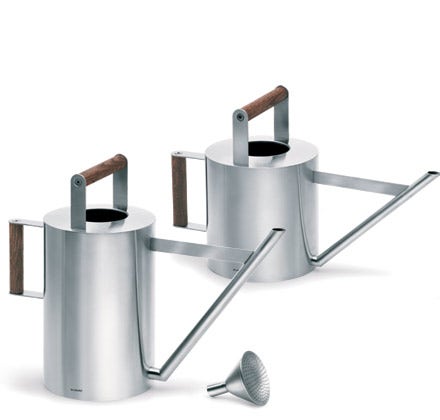 The Blomus Verdo Watering Can is made of rust-resistant stainless steel and a wooden handle for simple carrying and pouring.