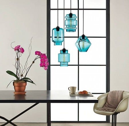 Hang several of these beautiful, individualistic pendants in a glowing group over the dining table or your kitchen island.
