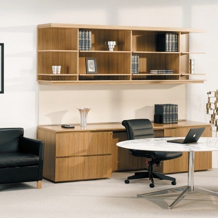 Florence Knoll designed this work table in 1961 at it continues as a classic. Available in laminate, marble and wood veneers. 