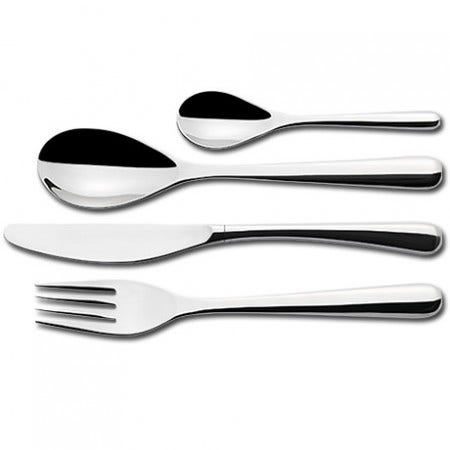 Fitting naturally into the diner's grip, the appealing curves of this contemporary cutlery service make it as attractive to hold as it is to behold.