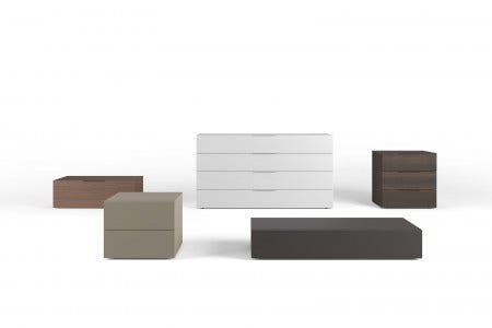The Pianca Spazio Dresser Collection is available in walnut or burnt oak.