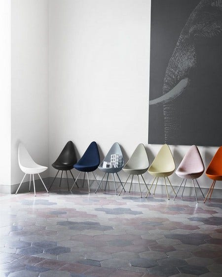 The Drop Chair was designed in 1958 and was produced in limited numbers. After more than 50 years in hibernation, the Drop is now relaunched. It is a small chair with a big personality and it is as fresh and vibrant as a new design but with a rare heritage. The design of the back combines a warm embrace with freedom of movement, resulting in a surprising level of comfort.