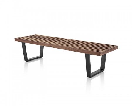 Introduced in 1946, the Nelson Platform Bench is a versatile piece that is a multipurpose resting place for people and their things. With it's simple spare lines, the bench is also a striking accent. A piece of art in itself that has become a sought after collector's item for use in a living room, vestibule, bedroom, library, office, or public area.