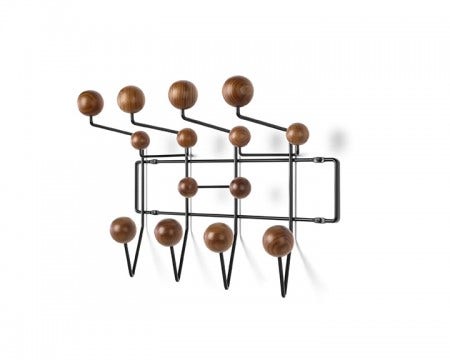 The Eames Hang It All is available in walnut, black, white or multi-coloured balls.