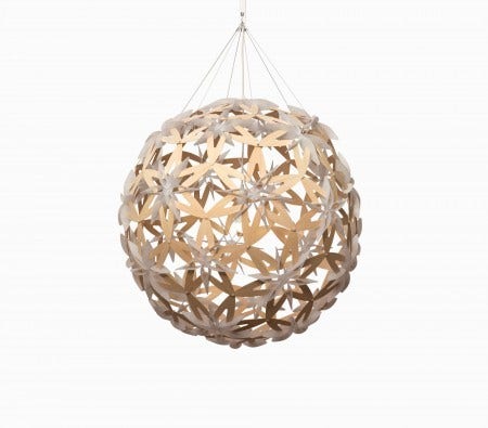 David Trubridge's Manuka Light came about from David’s observations of the delicate white flowers of the native New Zealand Manuka tree. Available in 2 sizes.