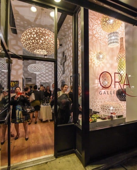 These David Trubridge lights on display at the ORA Gallery in NYC include a wonderful cascade in the front window and also large sized lights the main gallery. The lights create phenomenal shadow patterns, garnering the attention of the many pedestrians who walk down 7th Avenue.