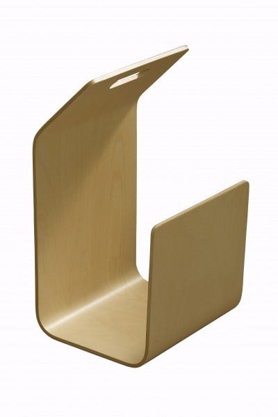 Kanto is a newspaper stand or firewood rack made from one bent plywood sheet. Kanto, designed by Pancho Nikander in 2004, continues with honour Artek's tradition of bent wood products.