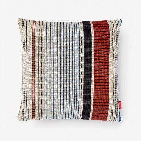 The Maharam Point Pillow by Paul Smith twists the tradition of vibrant colors and patterns into a brightly textured stripe motif. Available in