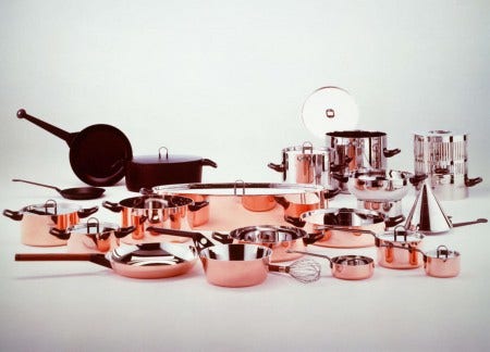 The Alessi La Cintura di Orione Collection of pots and pans offers a more professional performance to cooking enthusiasts.