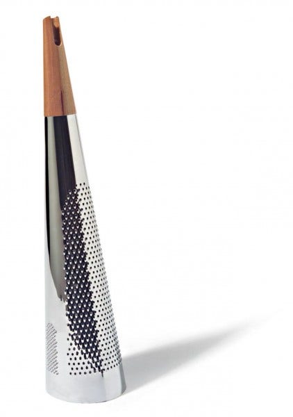 The Alessi Todo Giant Cheese Grater took its inspiration from the fact that Sapper was in charge of grating cheese for his family. a precise, state-of-the-art functional performance that just about transforms into playful gestural expressiveness one of the most boring and least qualifying culinary operations. 