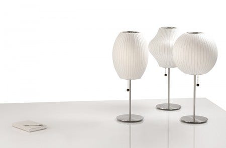 The Bubble Lamps for desk or table use are available in three different shapes and either a aluminum or walnut base.