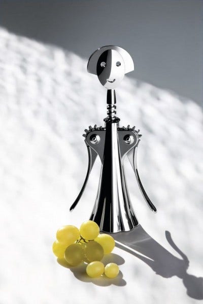 The Alessi Anna G Corkscrew in chrome-plated zamak is a great gift for all those wine enthusiasts who love their tools.