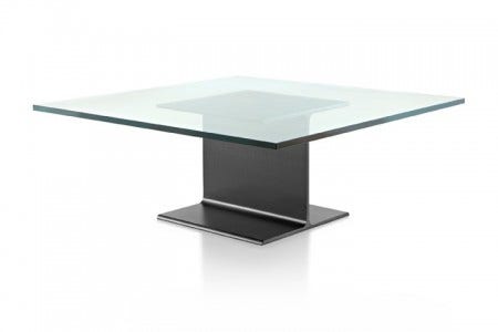 The I Beam Coffee Table’s versatile design pays tribute to modern architecture and industrial precision. Top is black painted cast aluminum base with high-quality glass or stone for a contemporary coffee table with distinctive character, style—and a hint of wit.