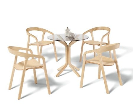 With a name inspired by a café conversation between a man and woman, the She Said Chair is a softer version of its counterpart, the He Said Chair. The stackable She Said Chair has graceful, solid wood carpentry that sits beautifully in a dining room, guest room, or home office. It’s available in black anilin beech, white lacquered beech and natural ash.