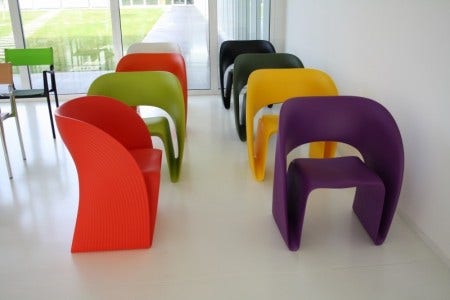 Designed by Ron Arad, 2011, this fun outdoor chair is available in eight brilliant colours.