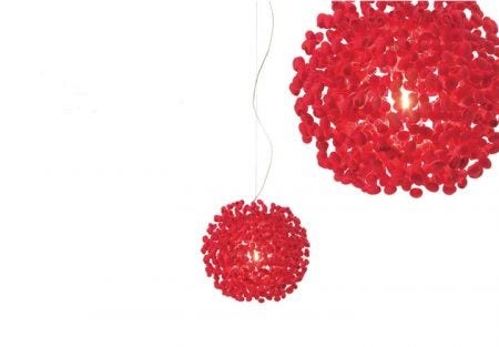The Ango Cherry Moon Pendant Light is made of unprocessed silk cocoons.