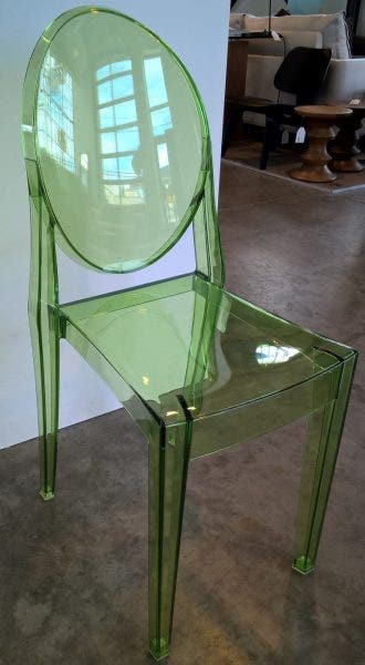A Kartell Ghost Chair in Green, reg $422, on sale for $229. Also available in Clear. 