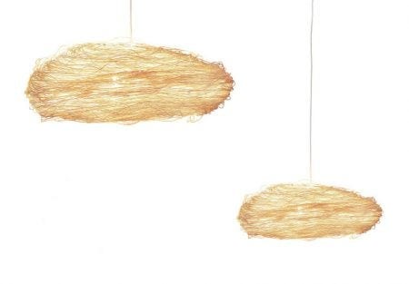 The Ango Hanging World Pendant Light is rattan shaped into a free-form, natural globe.
