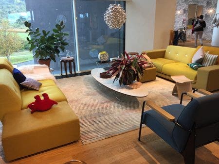 The Vitra Polder Sofa by Duth designer Hella Jongerius, sits along side Herman Miller
