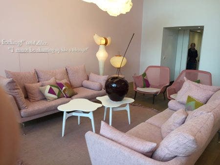 The Vitra Suita Sofa, seen here in shades of pink, mixes with other pieces in the Vitra Collection.