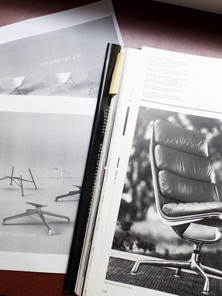 We decided that the Eames Lounge Chair was a masculine piece of furniture, and maybe what we need to design is the female companion for it.