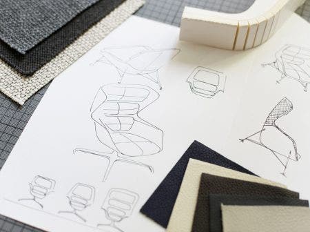 As we started with the first sketches and 3D renderings, we thought about the market: What does it really need? Within the lounge category, we saw an opportunity for low chairs, high chairs, and cocooning chairs. We had the feeling with the first sketches that it looked a bit like a ski boot. With ski boots you have a hard plastic shell that makes it stable to mount to a snowboard or skis, and then you have a soft shell that is a little bit more flexible, and then you have a really comfortable part that is foam and covered with material.