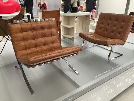 The Barcelona Chair, arguably one of the most famous chairs of the last century, was designed by Mies van der Rohe in 1929, and it is one of the most knocked off chairs in the market place.