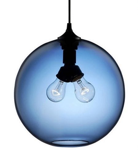 Based on an orb shape, the Niche Modern Binary Pendant Light uses two incandescent bulbs, giving it a slightly more contemporary twist on the nostalgic Edison style elegance of the Solitaire Pendant. Each Niche Binary pendant is ideal for both hospitality and residential modern lighting. Available in several luxurious glass colors, the Binary Pendant's palette is influenced by beautiful details of nature.