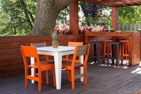 The Loll Alfresco Table and Chairs Collection will clean-up easily and requires no maintenance.