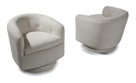 The 1965 Roxy Swivel-Tilt Tub Chair offers a small 