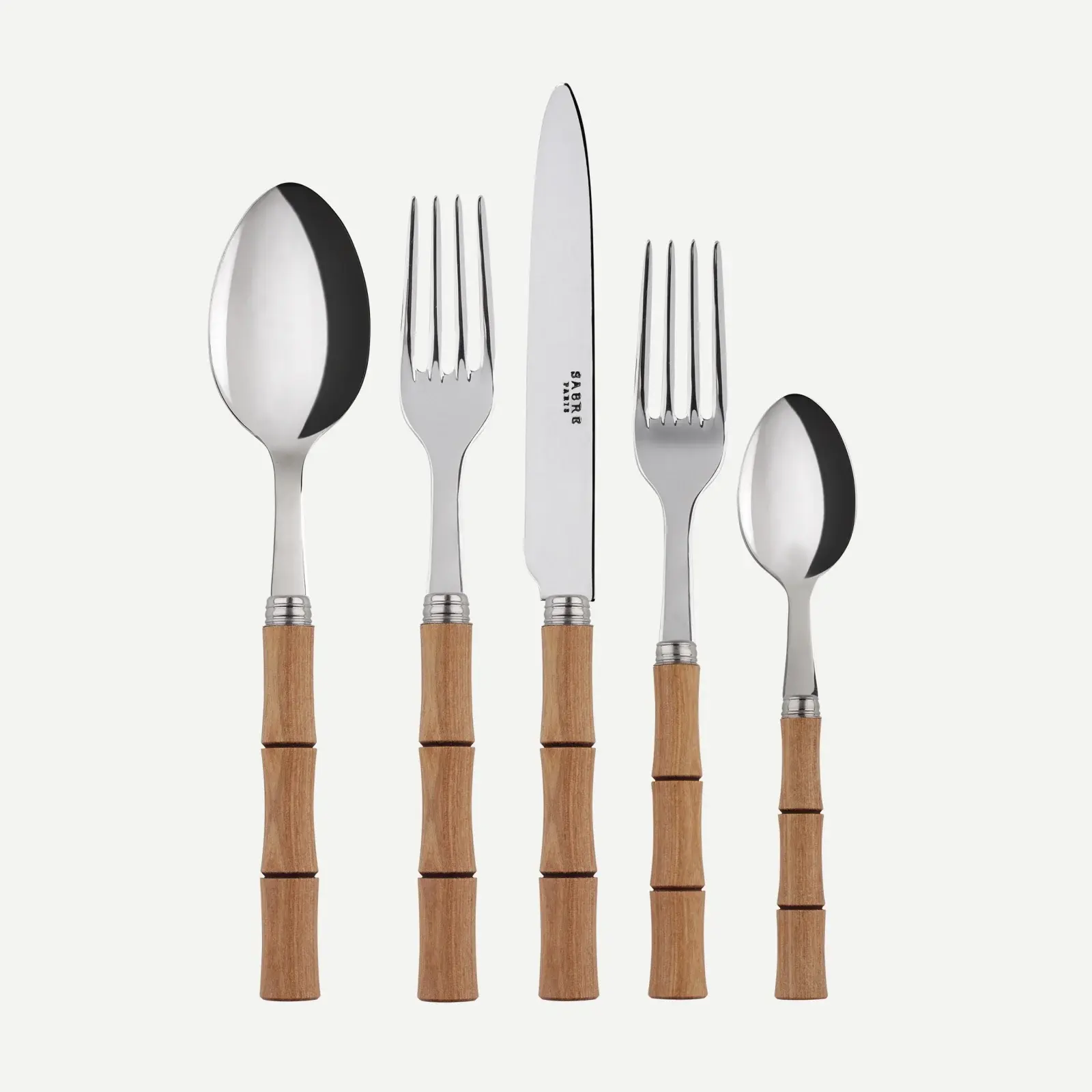 Sabre Paris Bamboo 5 Pieces Cutlery Set - Light Press Wood