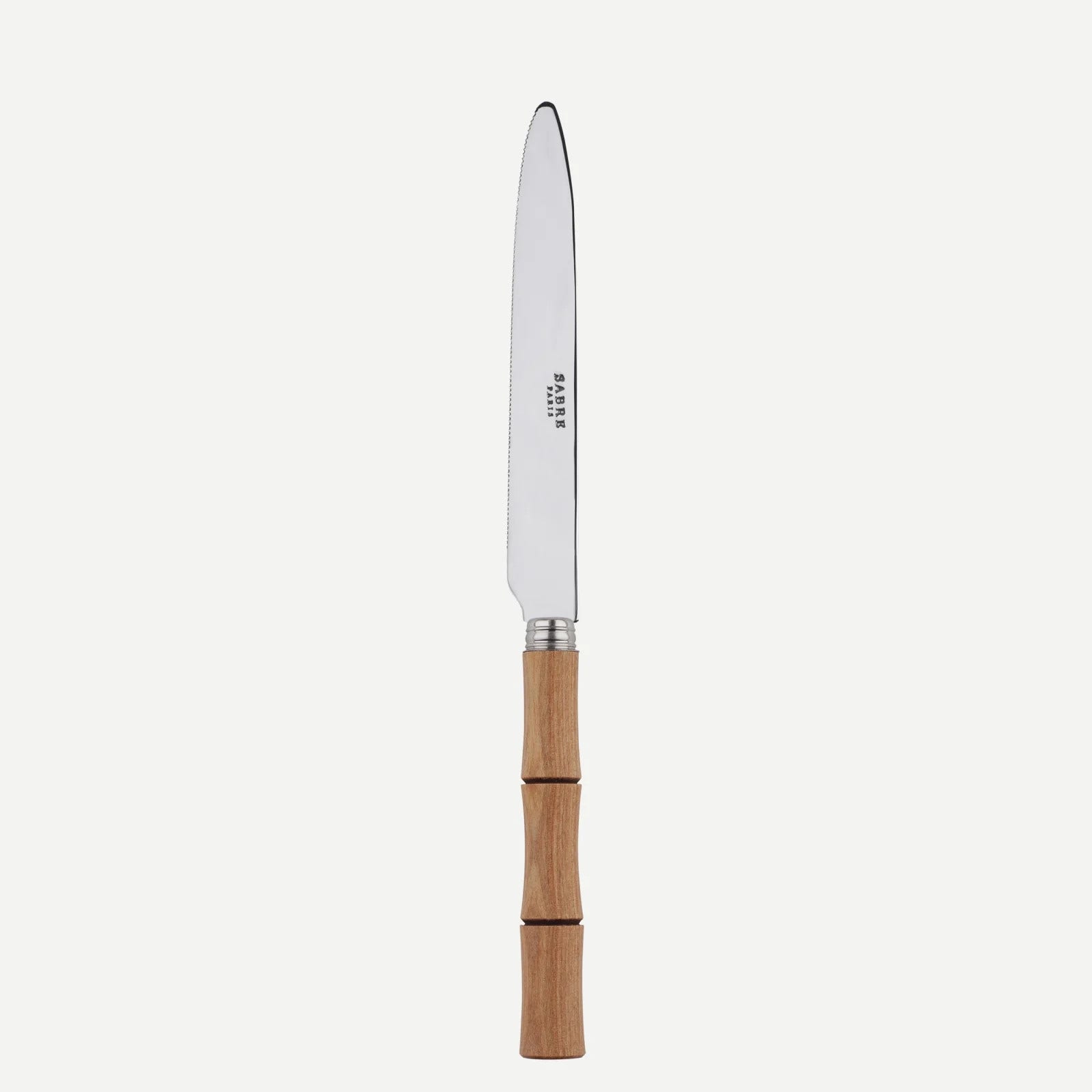 Sabre Paris Bamboo Serrated Dinner Knife Blade - Light Press Wood