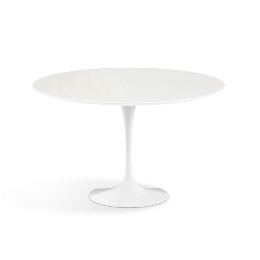 CLEARANCE Knoll Saarinen - Round Dining Table, Vetro Bianco Engineered Stone Top, White Base, 54" Wide