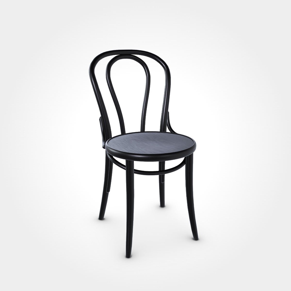 CLEARANCE Ton Chair 018 > Beech Stained Black Grain B123, Veneer Seat, Leg Connection:28, Felt Glides