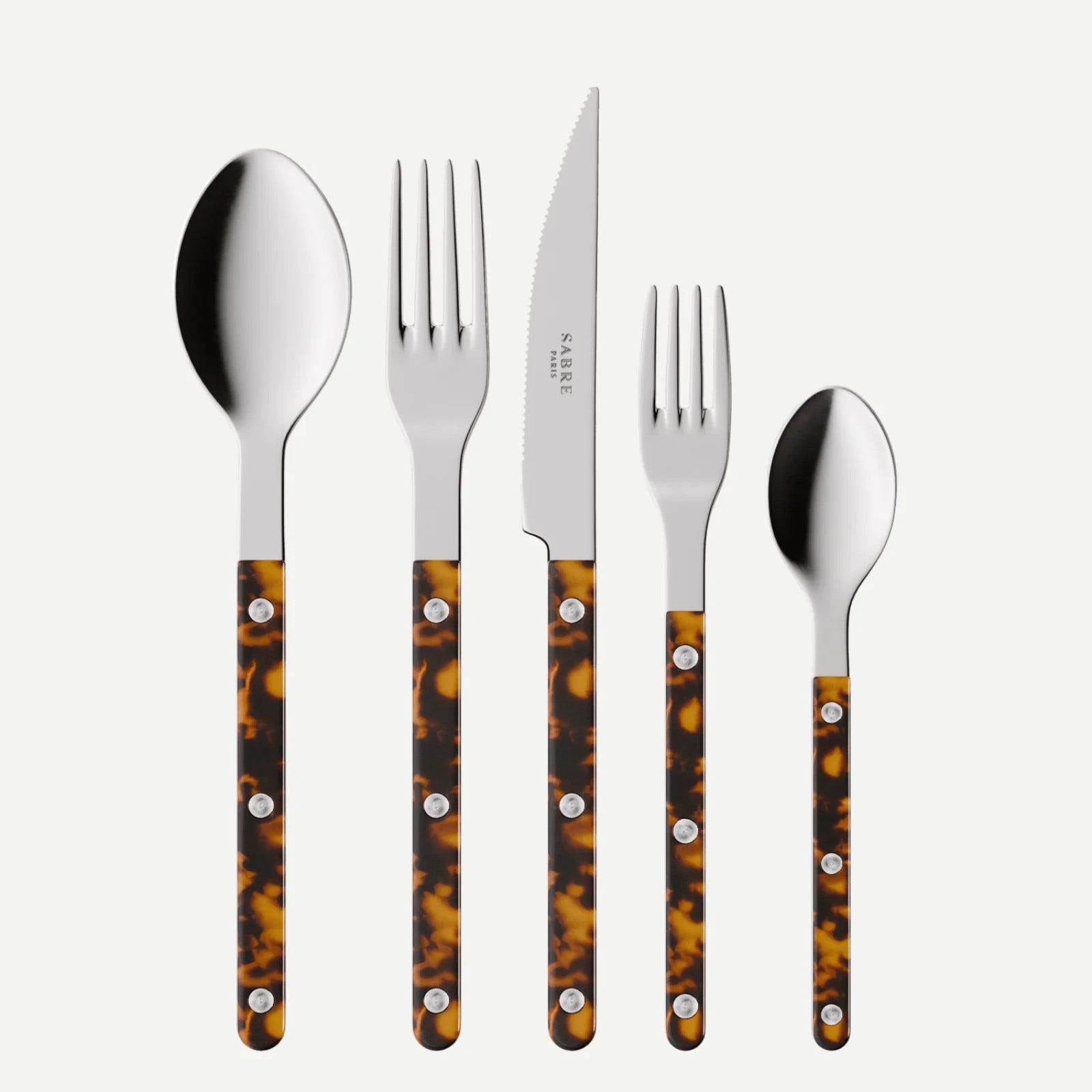 Sabre Paris Bistrot Tortoise 5 Pieces Cutlery Set - Faux Tortoise