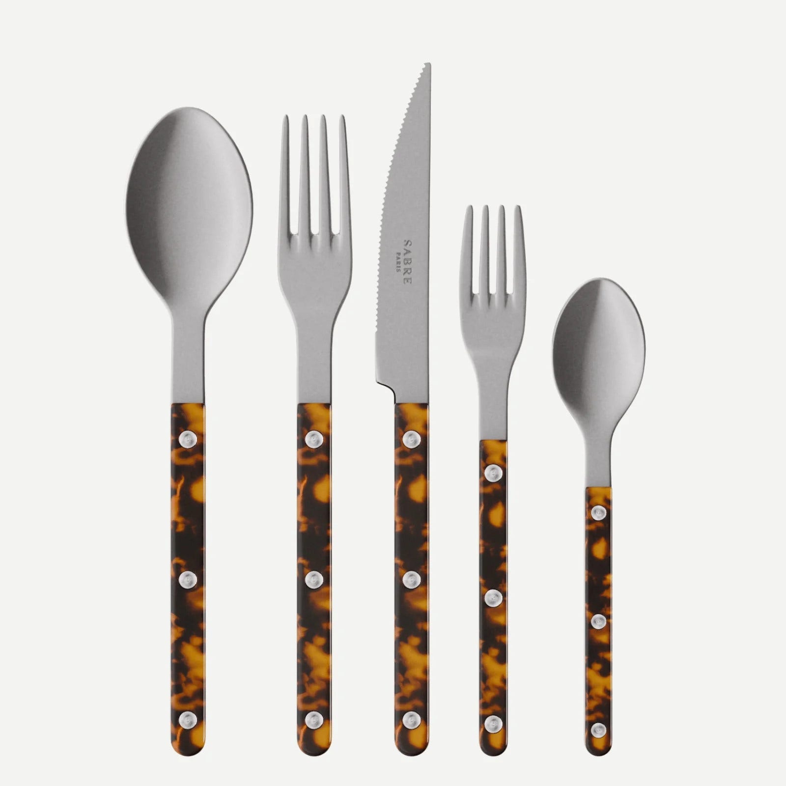 Sabre Paris Bistrot Vintage Tortoise 5 Pieces Cutlery Set - Faux Tortoise
