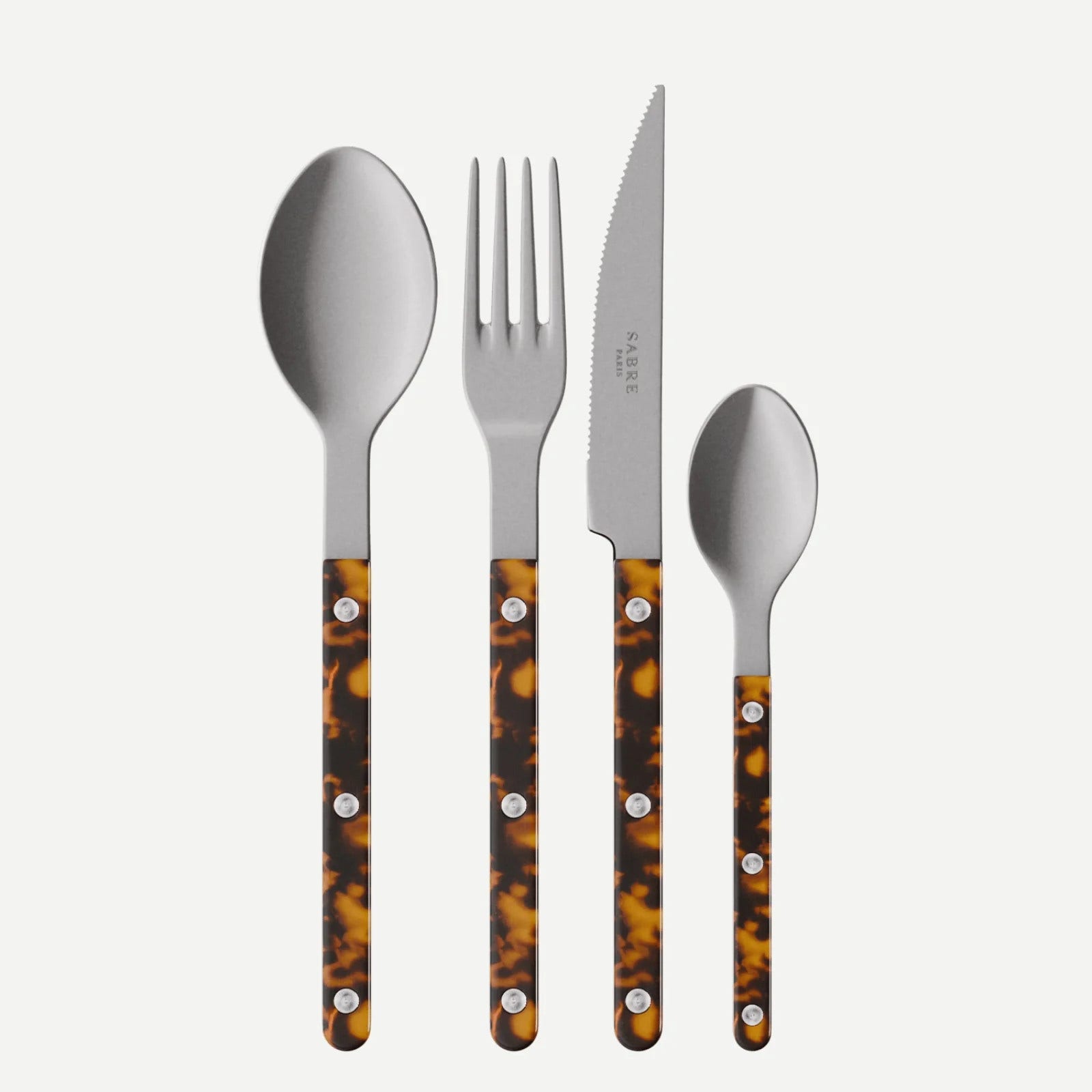 Sabre Paris Bistrot Vintage Tortoise 4 Pieces Cutlery Set - Faux Tortoise