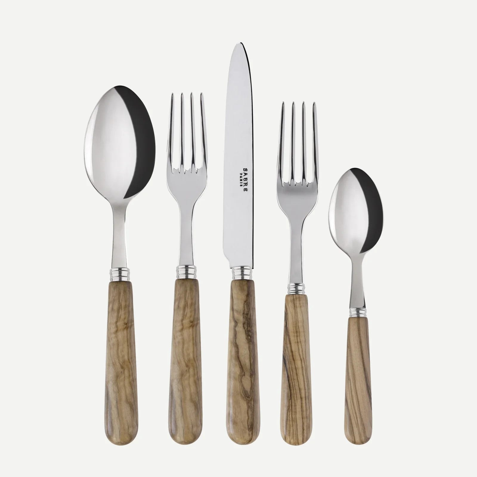 Sabre Paris Lavandou 5 Pieces Cutlery Set - Olive Tree Wood