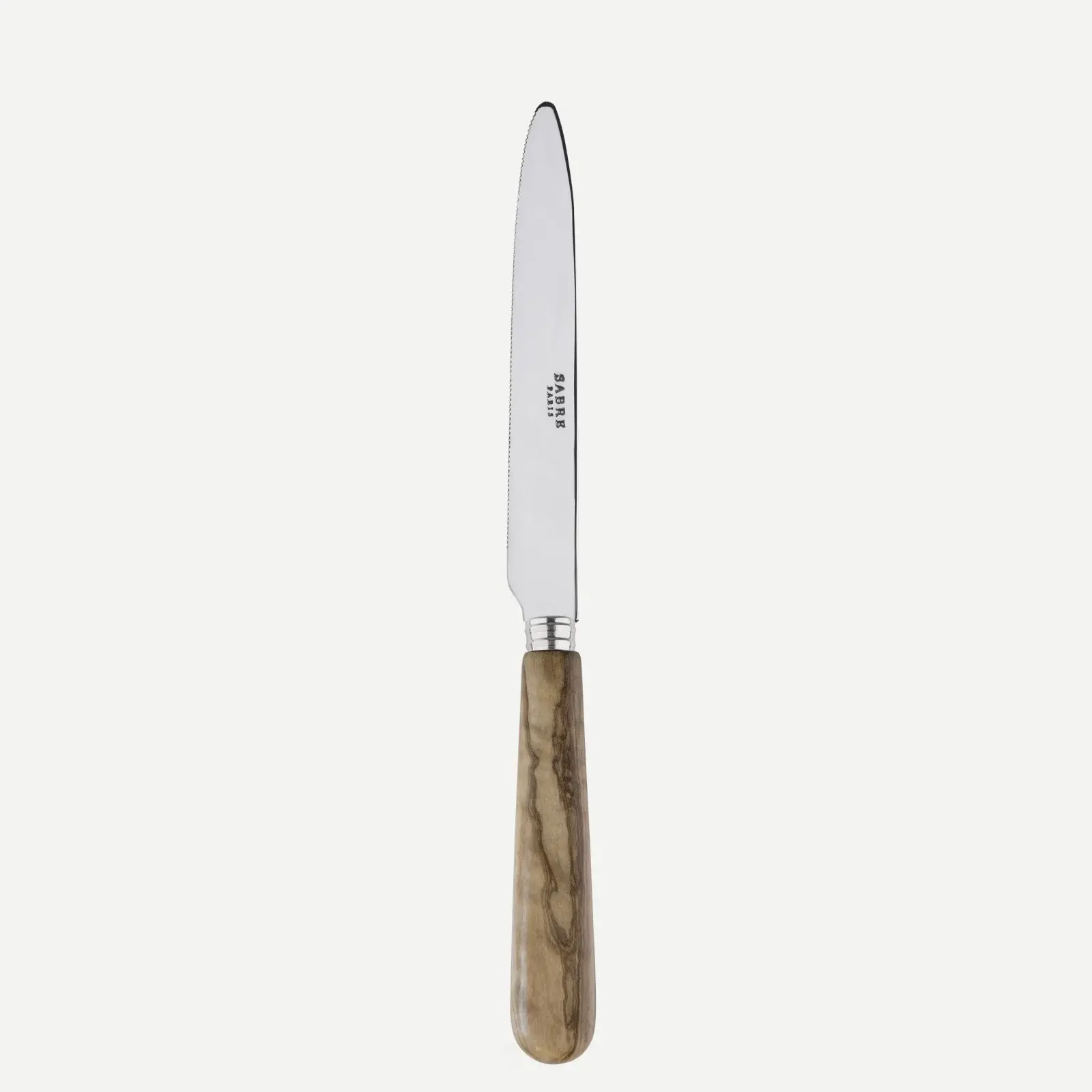 Sabre Paris Lavandou Serrated Dinner Knife Blade - Olive Tree Wood