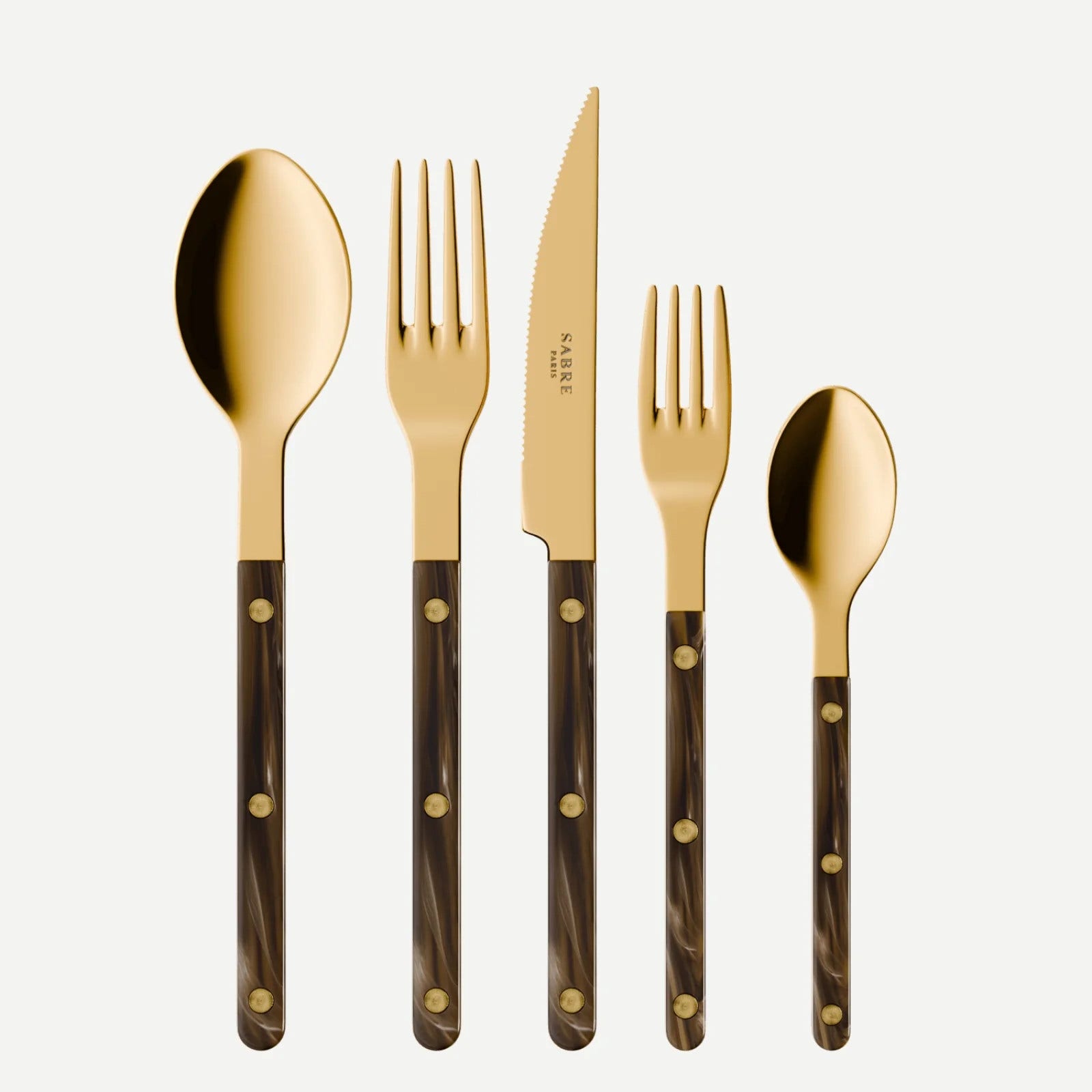 Sabre Paris Bistrot Gold Buffalo 5 Pieces Cutlery Set - Faux Buffalo