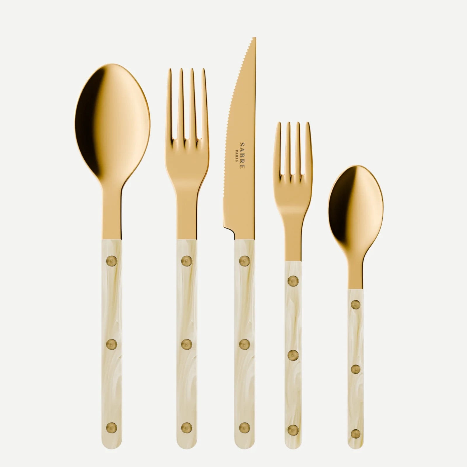Sabre Paris Bistrot Gold Horn 5 Pieces Cutlery Set - Faux Horn