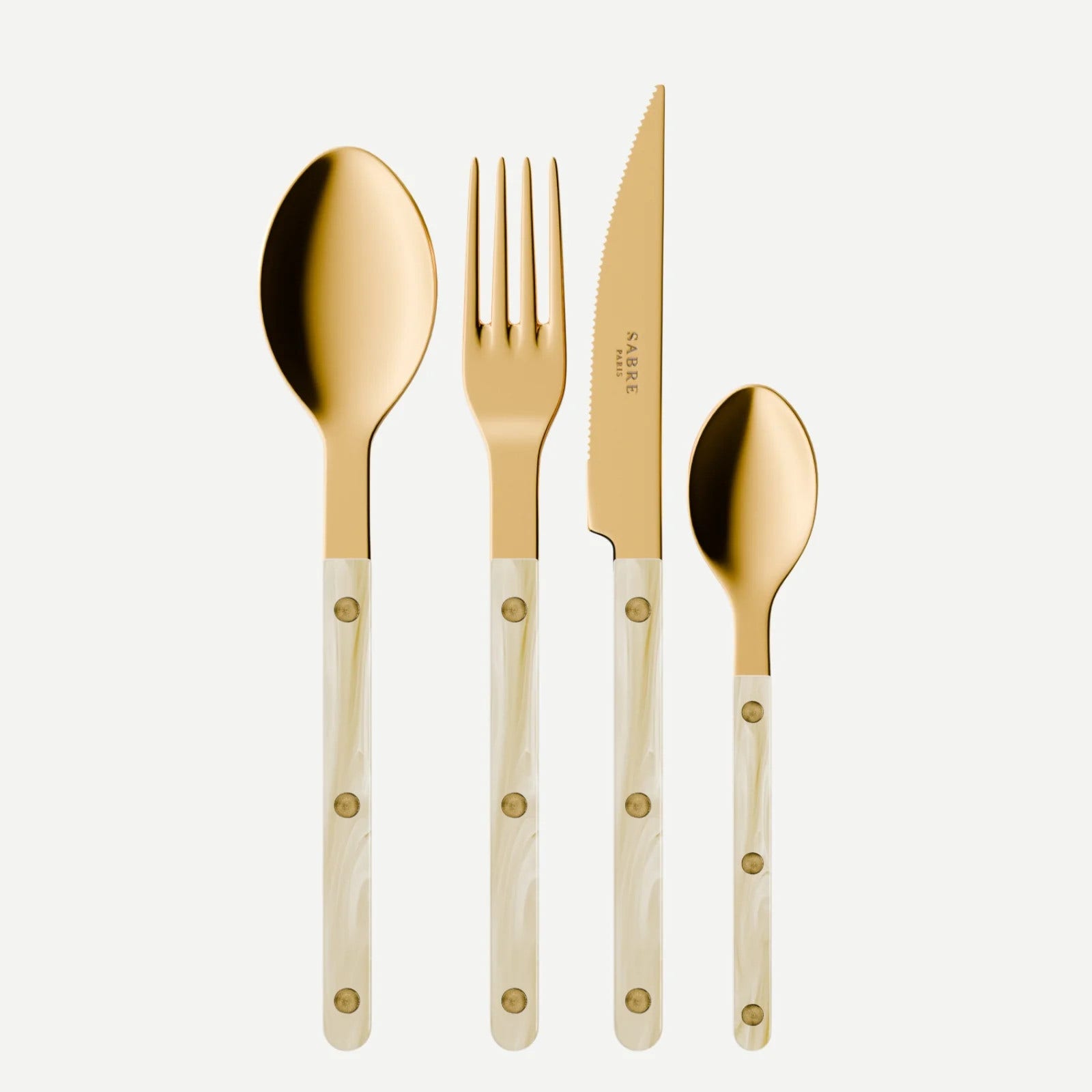 Sabre Paris Bistrot Gold Horn 4 Pieces Cutlery Set - Faux Horn