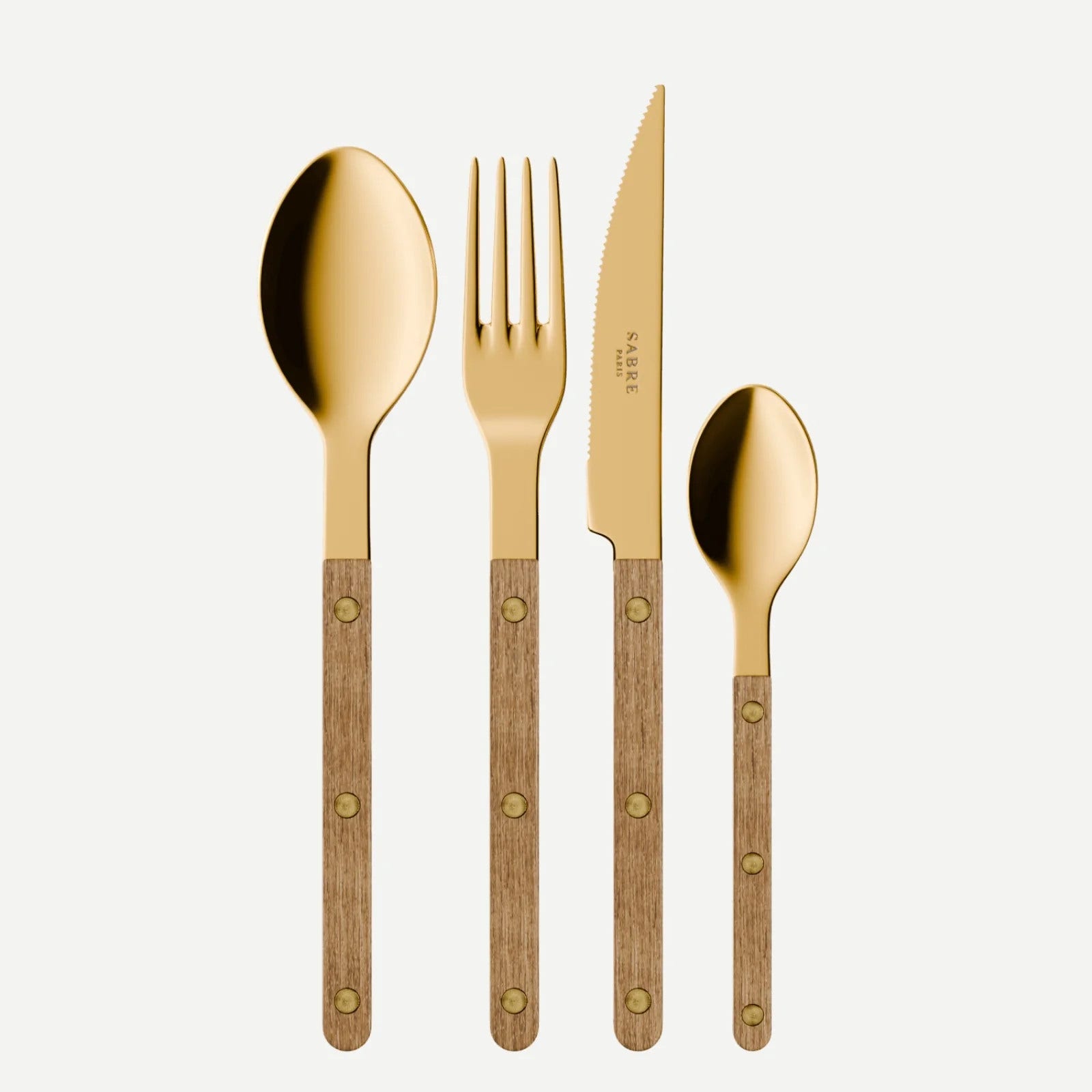 Sabre Paris Bistrot Gold Teak 4 Pieces Cutlery Set - Teak