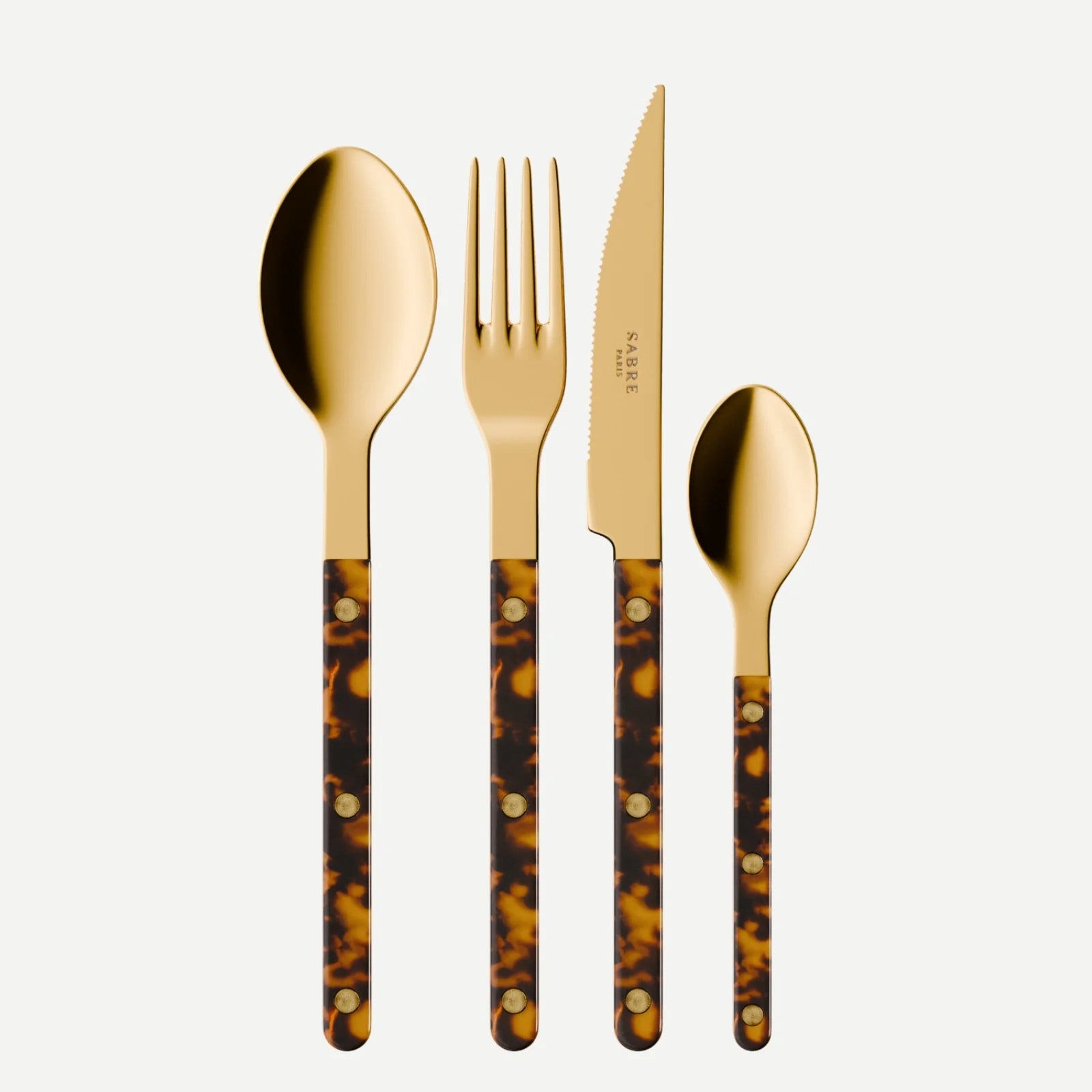 Sabre Paris Bistrot Gold Tortoise 24 Pieces Cutlery Set - Faux Tortoise