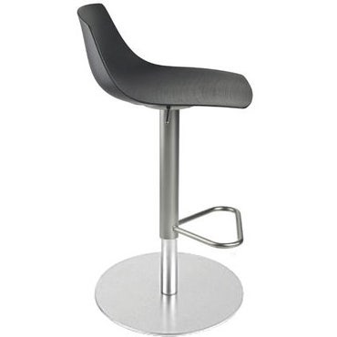CLEARANCE Lapalma Miunn S104T Round Base Stool, Hydraulic, Stainless Steel Base, C10 Grey Leather