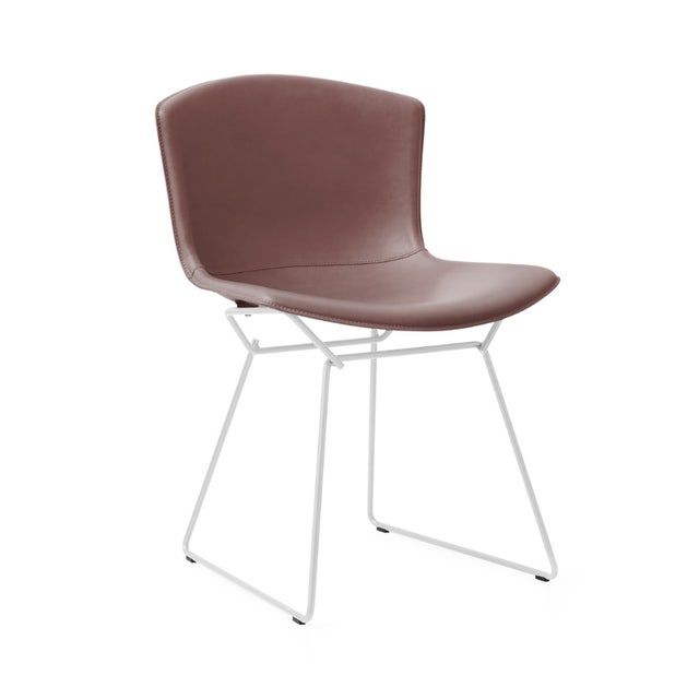 Knoll Harry Bertoia Leather Covered Side Chair