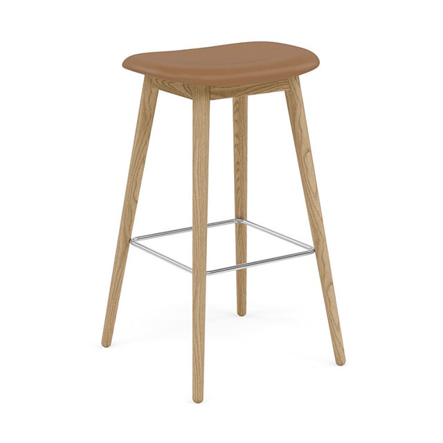 Muuto Fiber Wood Base Bar Stool - Upholstered
